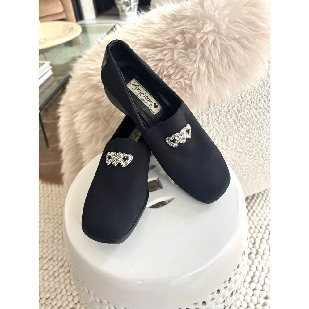 Brighton Vintage Maral Loafers Black Silver Hearts 7